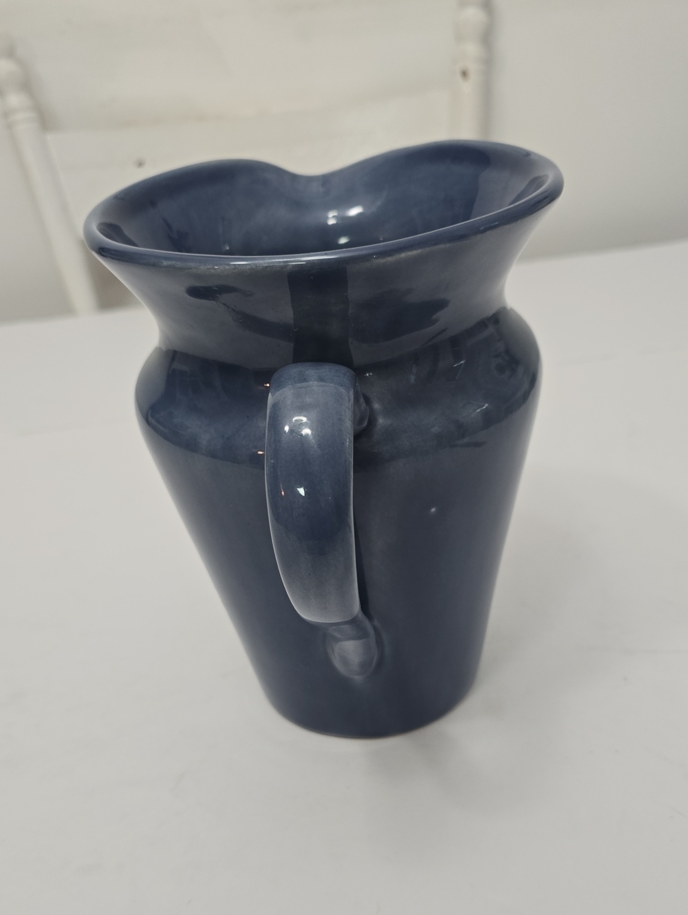 Vintage Pottery Barn Slate Blue Glazed Pitcher Made In Mexico - Picture 2 of 11